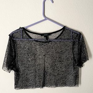 GLITTERLY SHEER CROP TOP *BLACK*